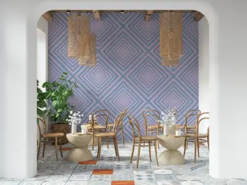 Contemporary Lavender Blue Geometric Rhombus Wallpaper