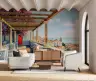 Vibrant Coastal Town Pergola Wall Mural 2