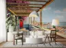Vibrant Coastal Town Pergola Wall Mural 4