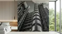 Dramatic Monochrome Industrial Architecture Wall Mural