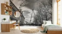 Monochrome London Eye Cityscape Wall Mural