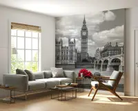 London Big Ben Monochrome Cityscape Wall Mural