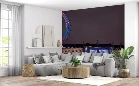 London Eye Night Cityscape Wall Mural