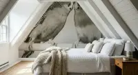 Monochromatic Budgie Couple Wall Mural