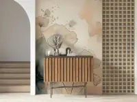 Ethereal Watercolor Botanical Line Art Wall Mural