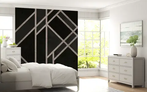 Textured Geometric Black Marble Wall Mural