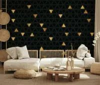 Modern Black and Gold Geometric Triangle Wall Mural