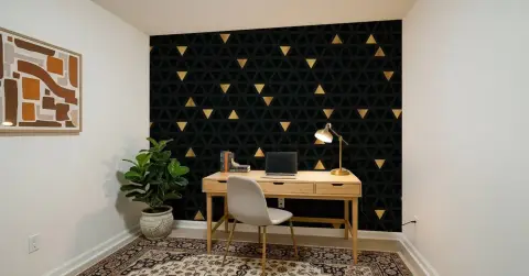 Modern Black and Gold Geometric Triangle Wall Mural