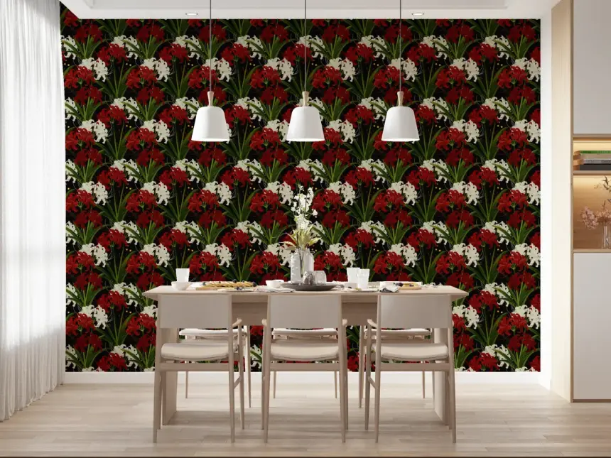 Lycoris Radiata Midnight Romantic Spiderlily Pattern Wallpaper
