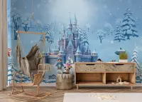 Enchanted Winter Castle Forest Kids' Wall Mural
