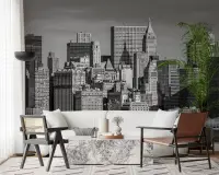 Manhattan Skyline Monochrome Cityscape Wall Mural