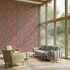 Retro Swirl Multicolor Abstract Wallpaper