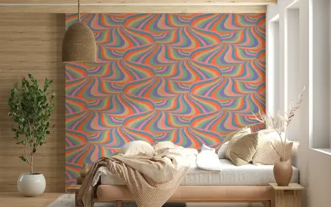 Retro Swirl Multicolor Abstract Wallpaper
