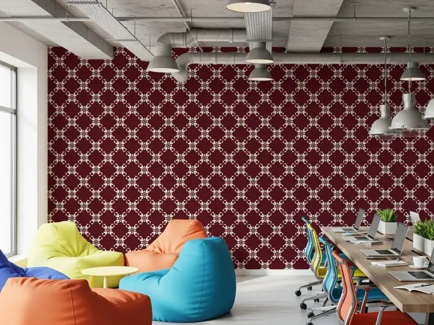 Maroon Lattice Wallpaper