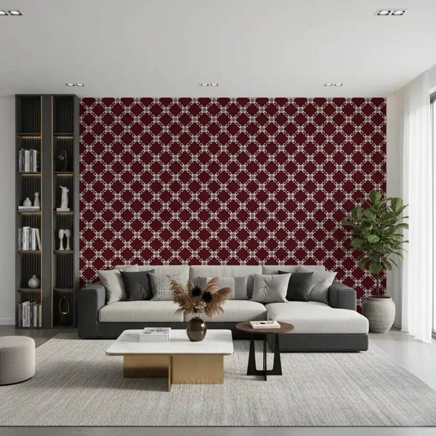 Maroon Lattice Wallpaper