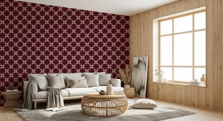 Maroon Lattice Wallpaper