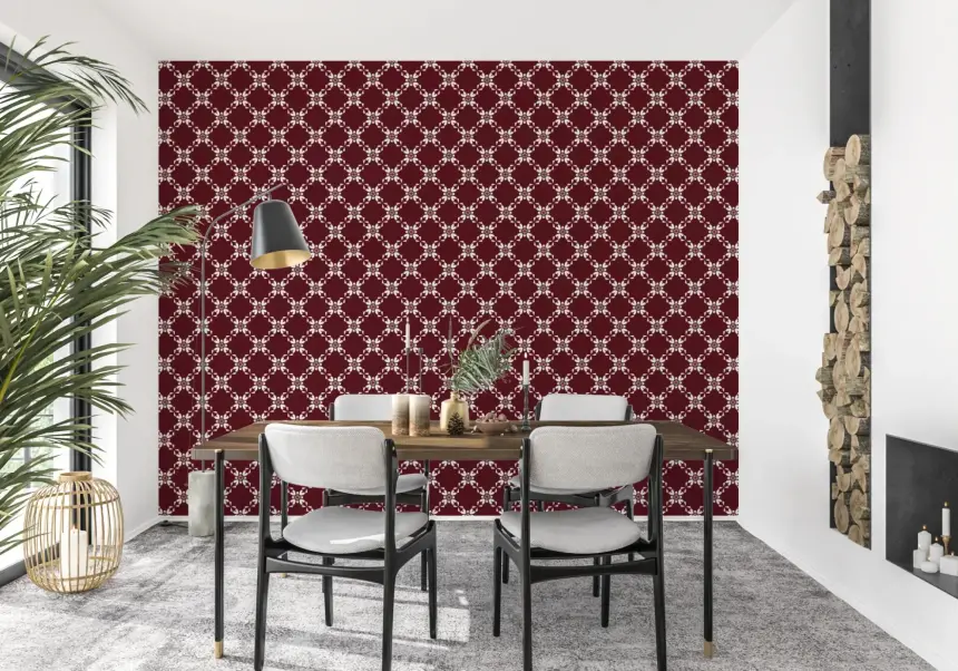 Maroon Lattice Wallpaper
