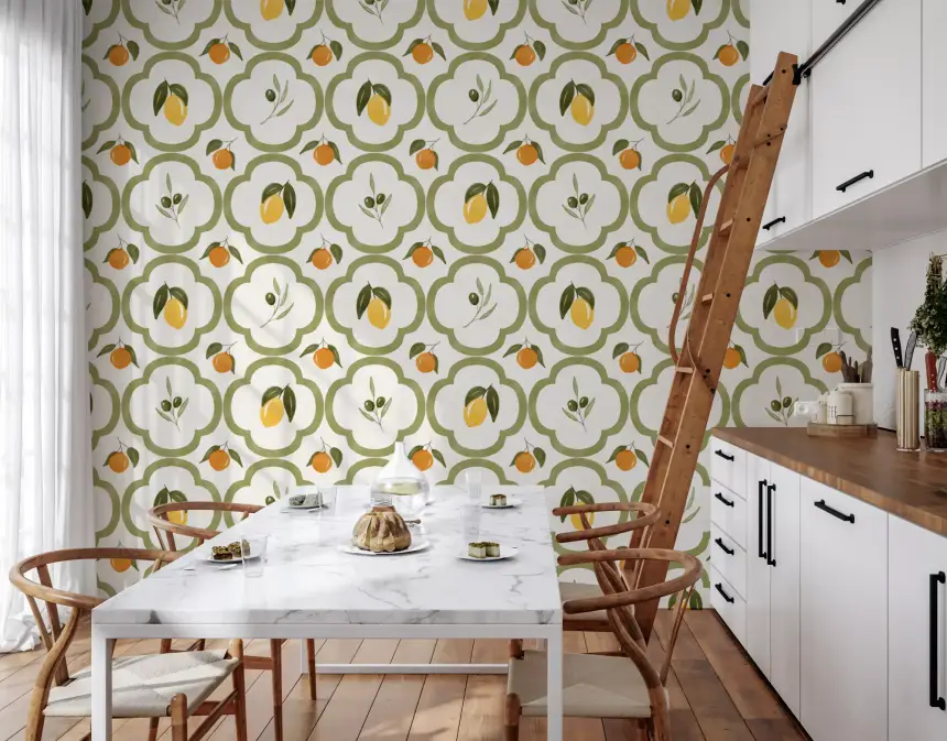 Mediterranean Harvest Decor Wallpaper
