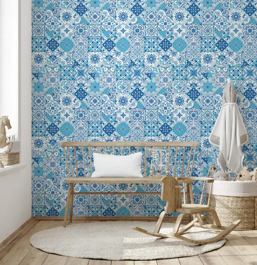Mediterranean Hues/ Azulejo Tiles 2 Wallpaper