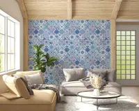 Vibrant Mediterranean Azulejo Tile Pattern Wallpaper