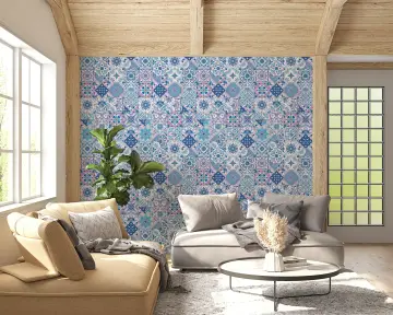 Vibrant Mediterranean Azulejo Tile Pattern Wallpaper