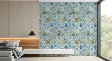 Vibrant Azulejo Tile Pattern Wallpaper
