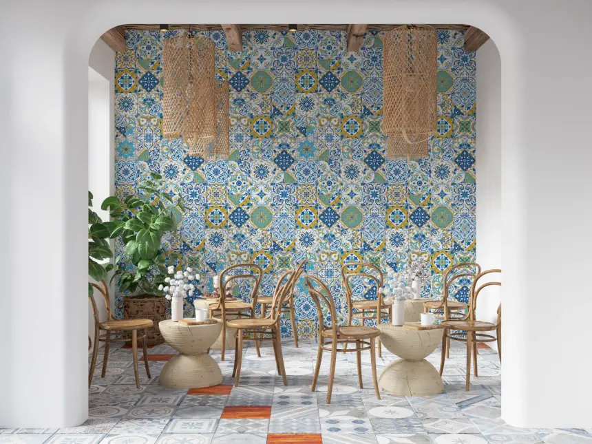 Mediterranean Hues/ Azulejo Tiles Wallpaper