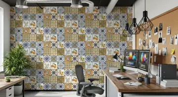 Vibrant Majolica Tile Mosaic Wallpaper