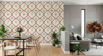 Terracotta Quatrefoil Olive Branch Wallpaper