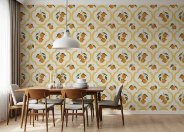 Vibrant Orange Grove Quatrefoil Wallpaper