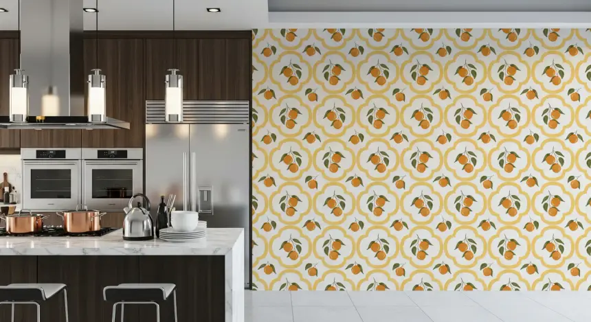 Mediterranean Oranges Decor Wallpaper