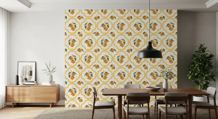 Mediterranean Oranges Decor Wallpaper