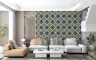 Mediterranean Diamond Geometric Wallpaper with Blue and Green 2