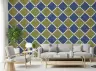 Mediterranean Diamond Geometric Wallpaper with Blue and Green 1