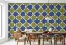 Mediterranean Diamond Geometric Wallpaper with Blue and Green 5