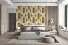 Olive Gold Semicircle Grid Pattern Wallpaper 4