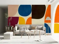 Abstract Pebble Shapes Multicolor Wallpaper Mural
