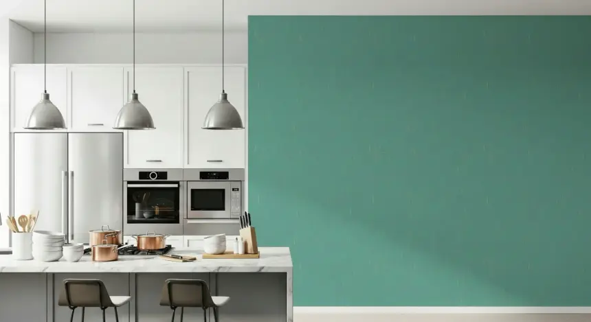 Mid Mod Atomic Linen Texture Blue Wallpaper