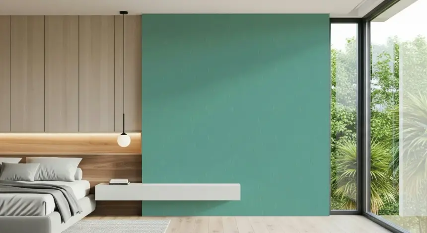 Mid Mod Atomic Linen Texture Blue Wallpaper