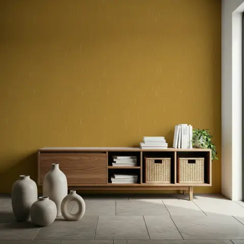 Contemporary Mustard Gold Textured Wallpaper