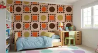 Retro Geometric Pattern Kids Room Wallpaper