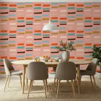Mid-Century Abstract Blocks Pink Wallpaper