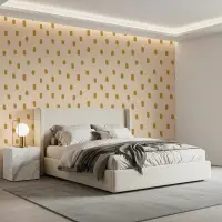 Abstract Gold Dash Pattern Beige Wallpaper