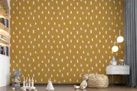 Playful Ochre Dash Pattern Kids Wallpaper