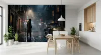 Mysterious Noir City Street Wall Mural