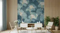 Serene Abstract Ginkgo Leaf Watercolor Wall Mural