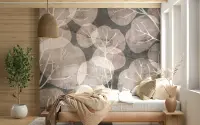 Serene Abstract Overlapping Leaf Pattern Wall Mural