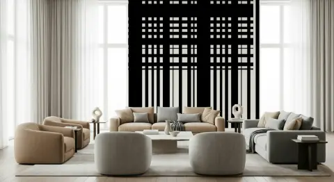 Modern Monochrome Geometric Grid Wallpaper