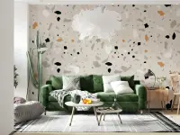 Earthy Ochre Terrazzo Chip Pattern Wallpaper