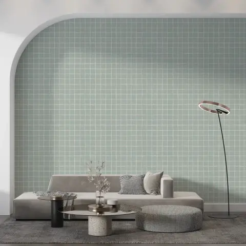 Minimalist Mint Green Grid Wallpaper